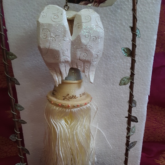 Enesco Foundations Figurine Tassel Angel w Dove Doll Ornament &  Stand NIB - Picture 4 of 8